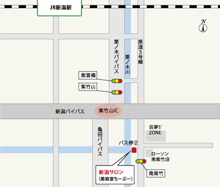 新潟お取扱い店　美容室ちーぶー地図