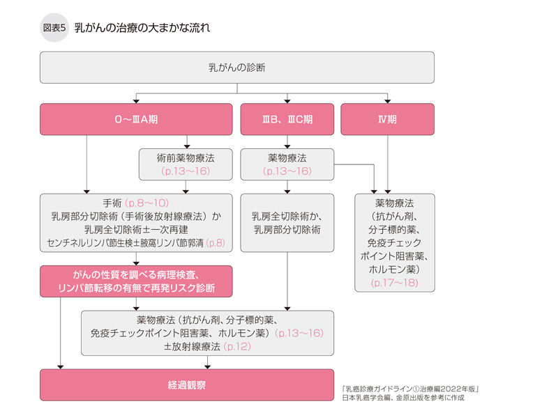 乳がんの治療の大まかな流れ